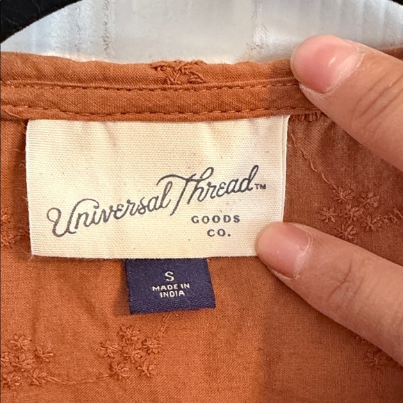 Universal Thread Burnt Orange Button-Front Embroidered Blouse - Picture 2 of 4